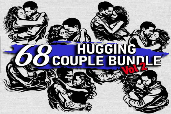 Elevating Creative Projects with the Hugging Black Couple Vector SVG PNG EPS Collection