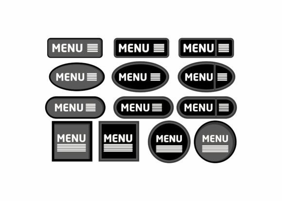 Set of Black Menu Button Design for Web: A Practical Evaluation