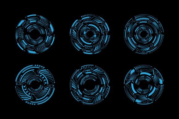 Set of Blue Futuristic Hud Round Frame: Elevating Digital and Print Design