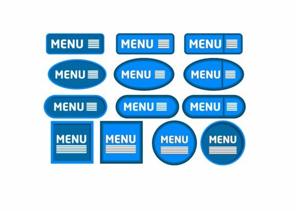 Set of Blue Menu Button Design for Web: A Practical Evaluation