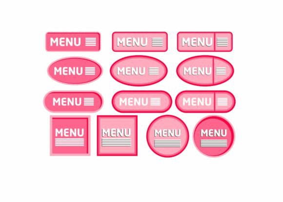Set of Pink Menu Button Design for Web: A Practical Evaluation