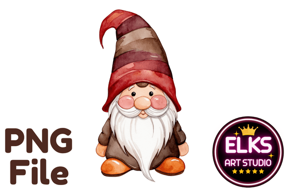 Watercolor Cute Gnome Clipart PNG