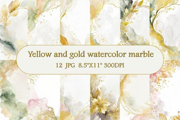 Yellow and Gold Watercolor Marble: A Timeless Blend of Warmth and Elegance